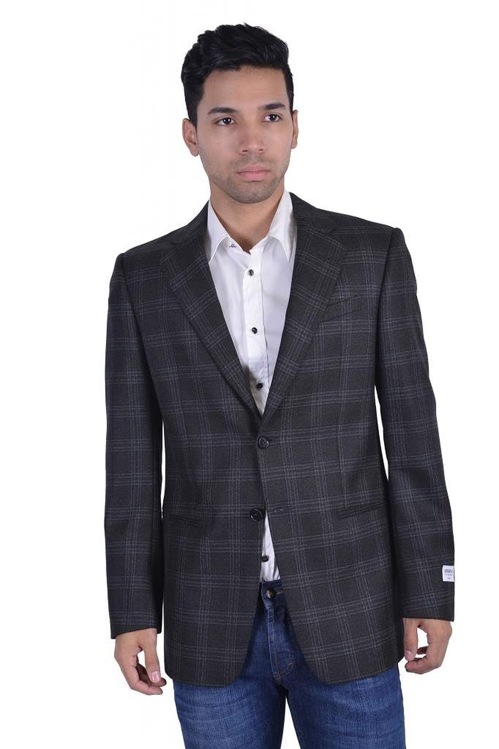 Armani Collezioni Men's 100% Wool Gray Checkered Blazer